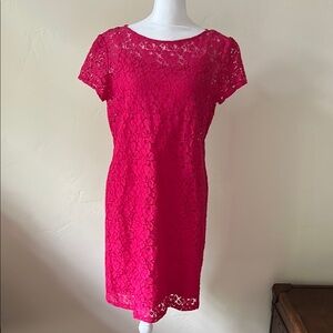 Donna Morgan Fuschia Sheath Dress Bateau Neckline